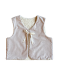 Vest i bomull teddy og lin - beige striper - voksen str. M