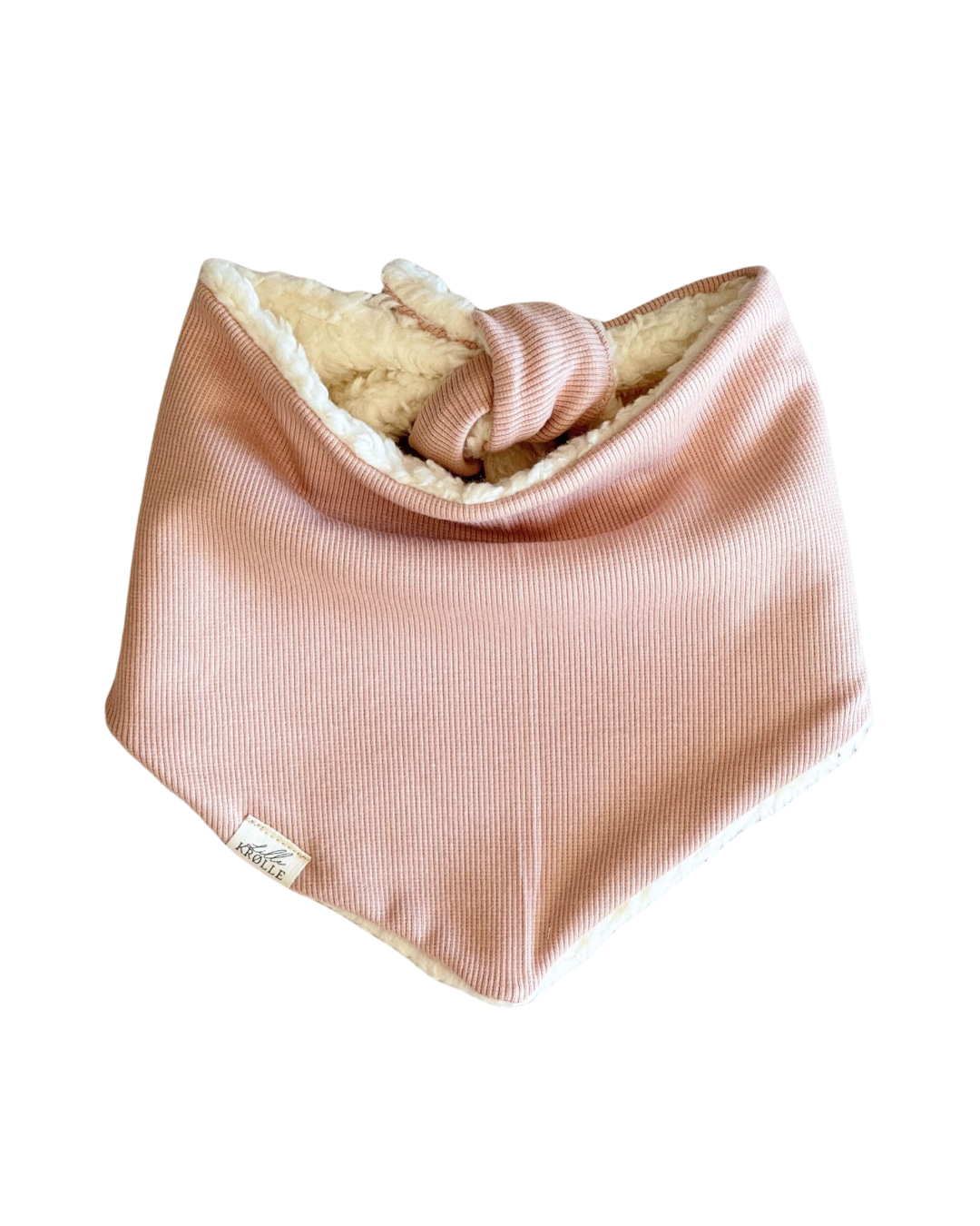 Pudderrosa dobbeltsidig hals i lyocell og teddy - one size