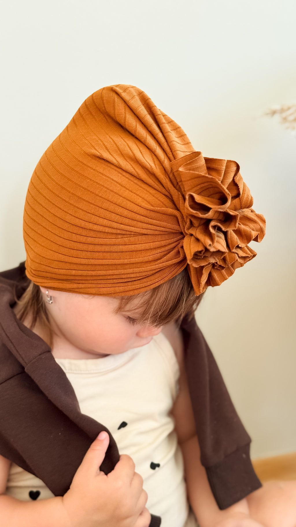 Boho Turbanlue i bomull - karamell
