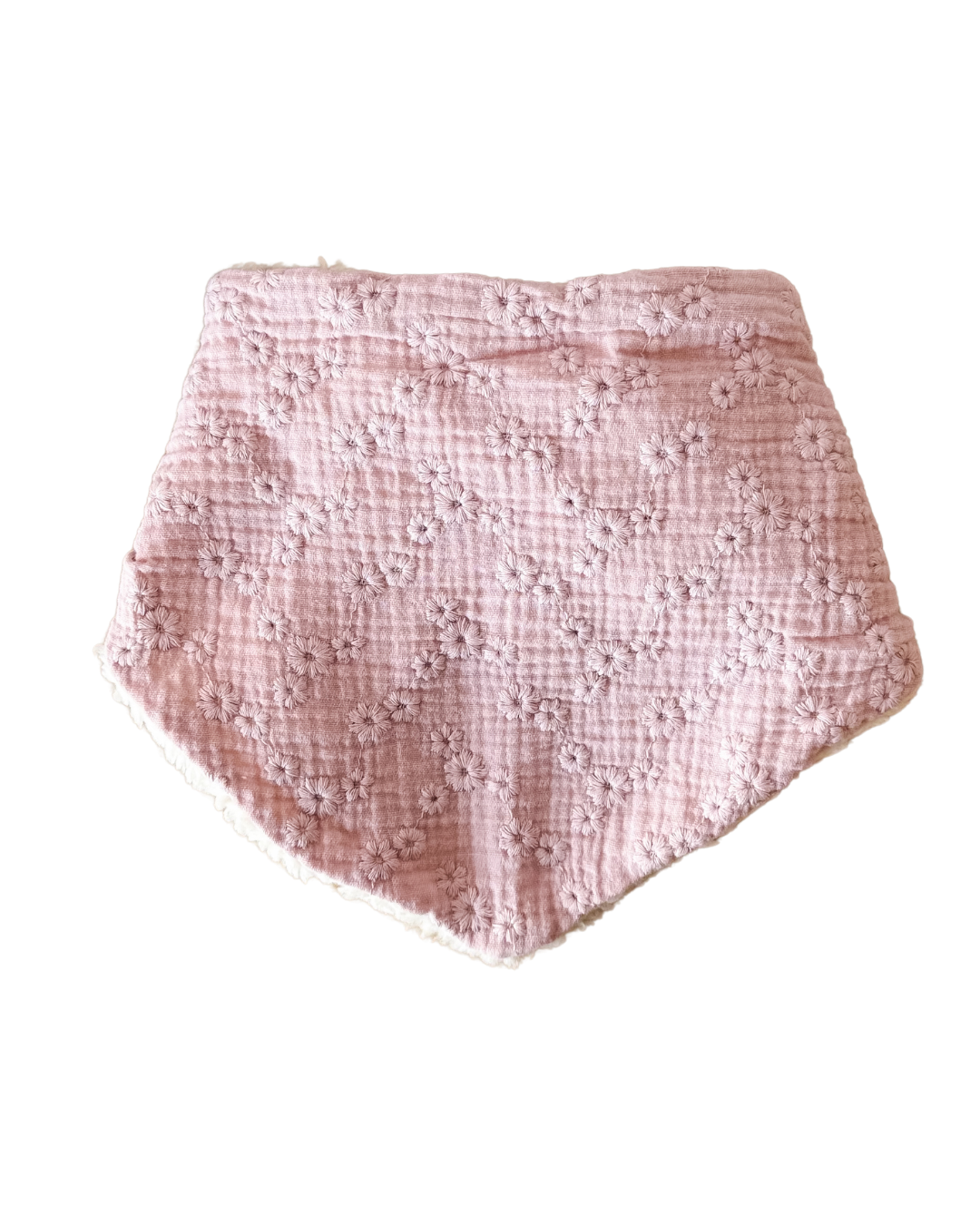 Rosa dobbeltsidig hals i musselin og teddy - one size