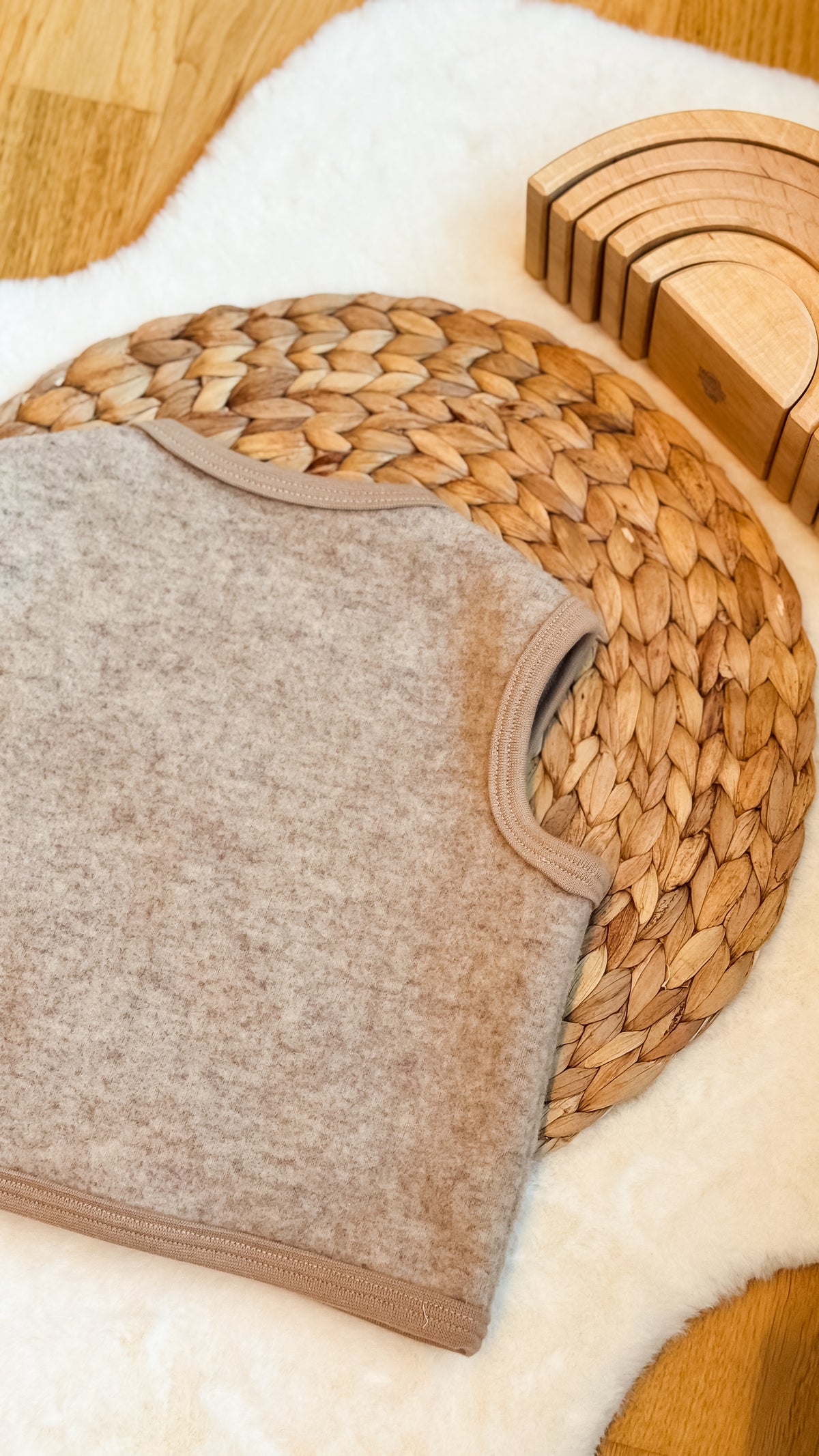 Vest i merinoull - beige