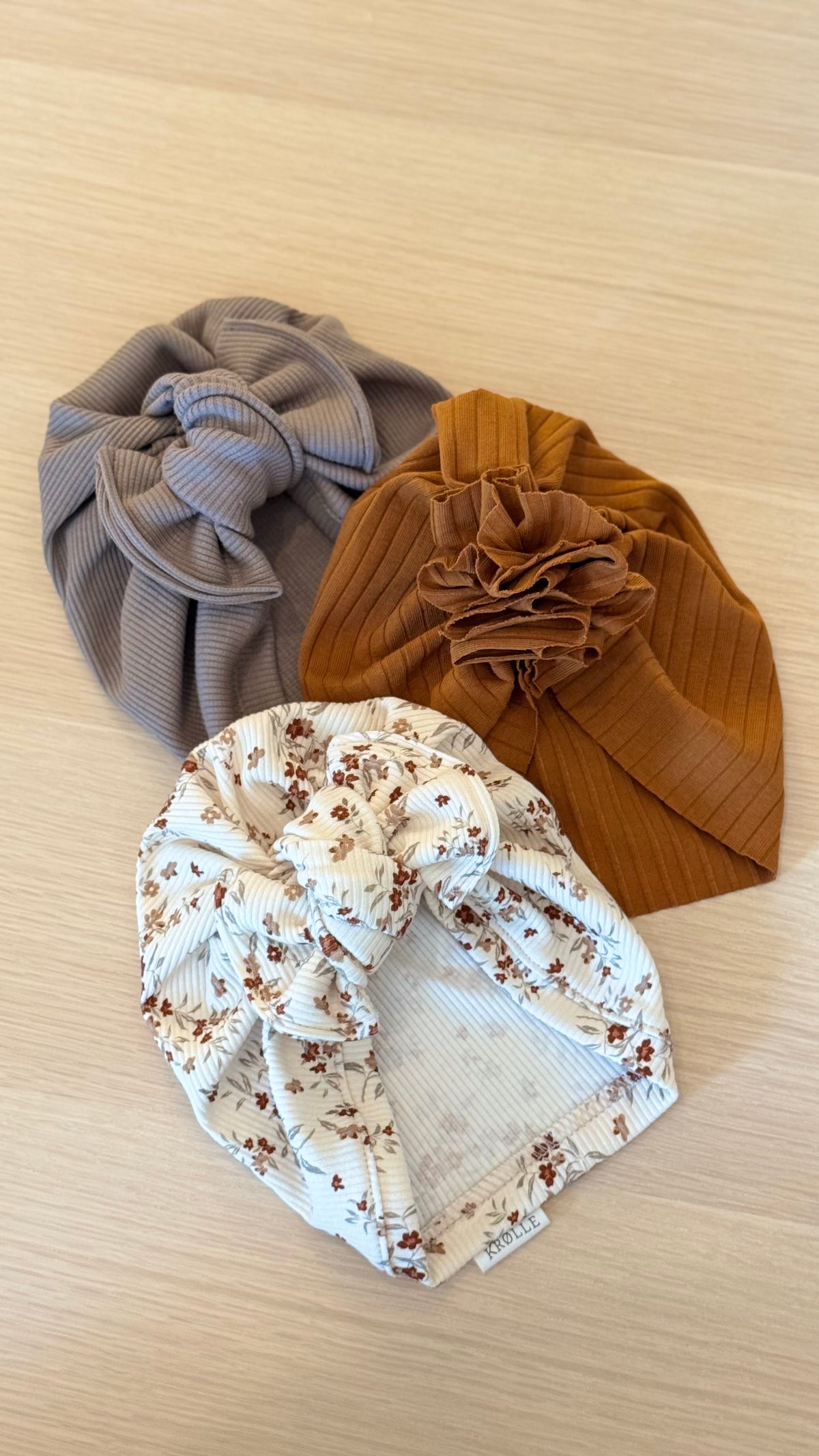 Boho Turbanlue i bomull - karamell