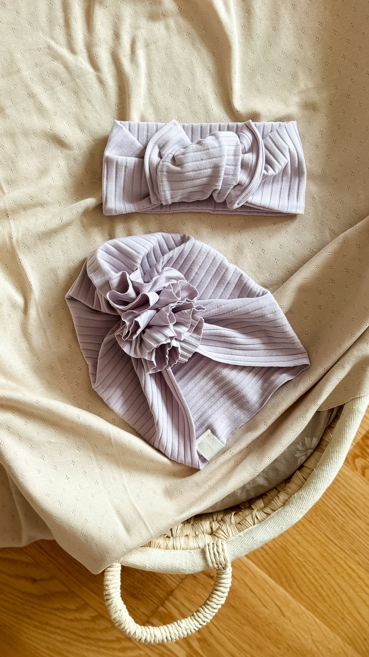 Boho Turbanlue i bomull - Lavendel str. 3-5 år