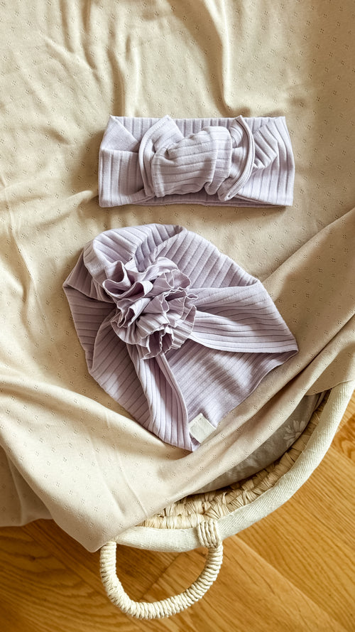 Boho Turbanlue i bomull - Lavendel str. 3-5 år